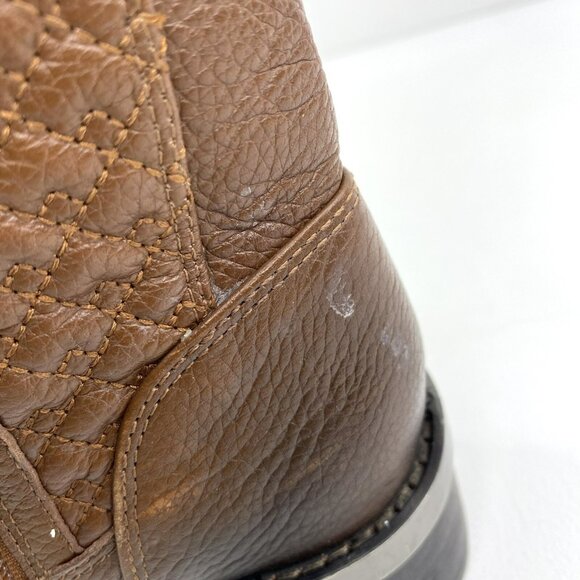 Vince Camuto Boots Size 5.5 Welton Brown Motorcycle Moto Combat Mid Calf Leather - Picture 7 of 9